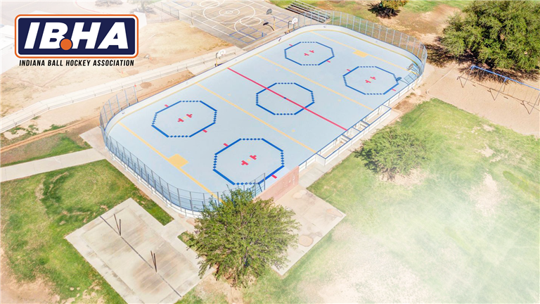 Aerial view of the IBHA ball hockey rink at Ellenberger Park