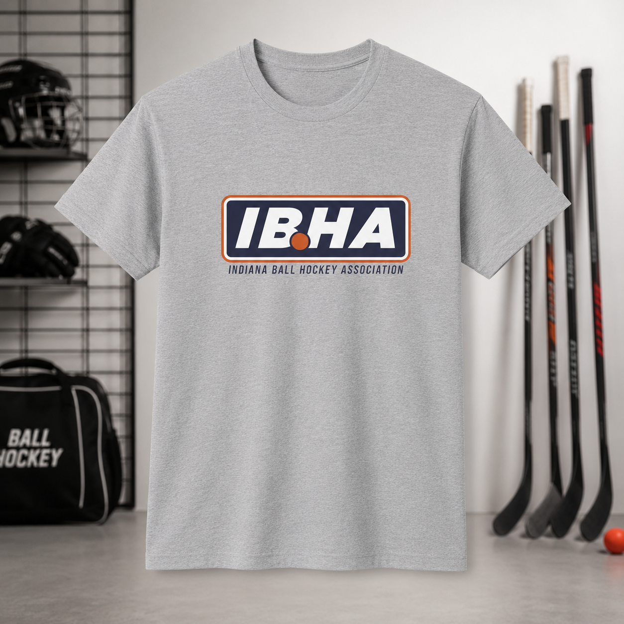 Navy IBHA jersey with orange mascot crest and number 15